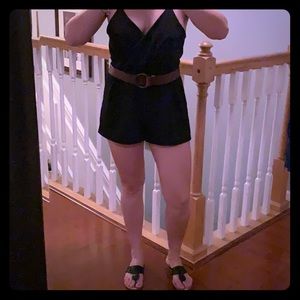 Sexy black strappy romper